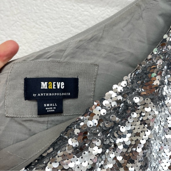 Anthropologie Silver Sequin Maxi Dress - Picture 6 of 8